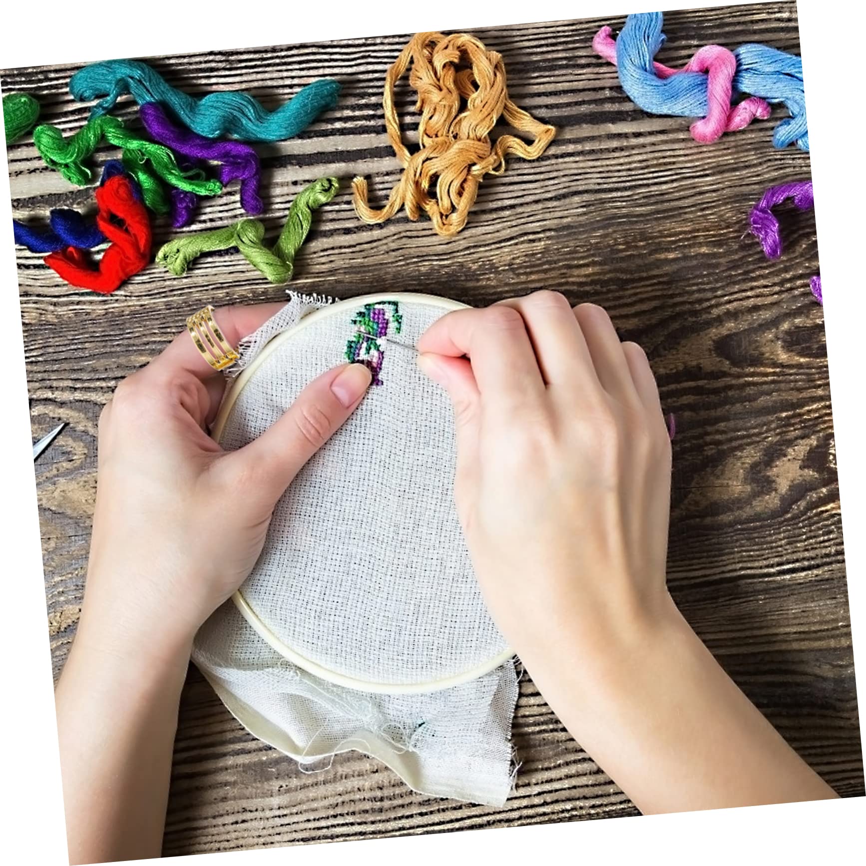 7 Juegos de de Dedos con Agujeros Metálicos Ajustables para Coser Bordar Y Acolchar 12 Unidades