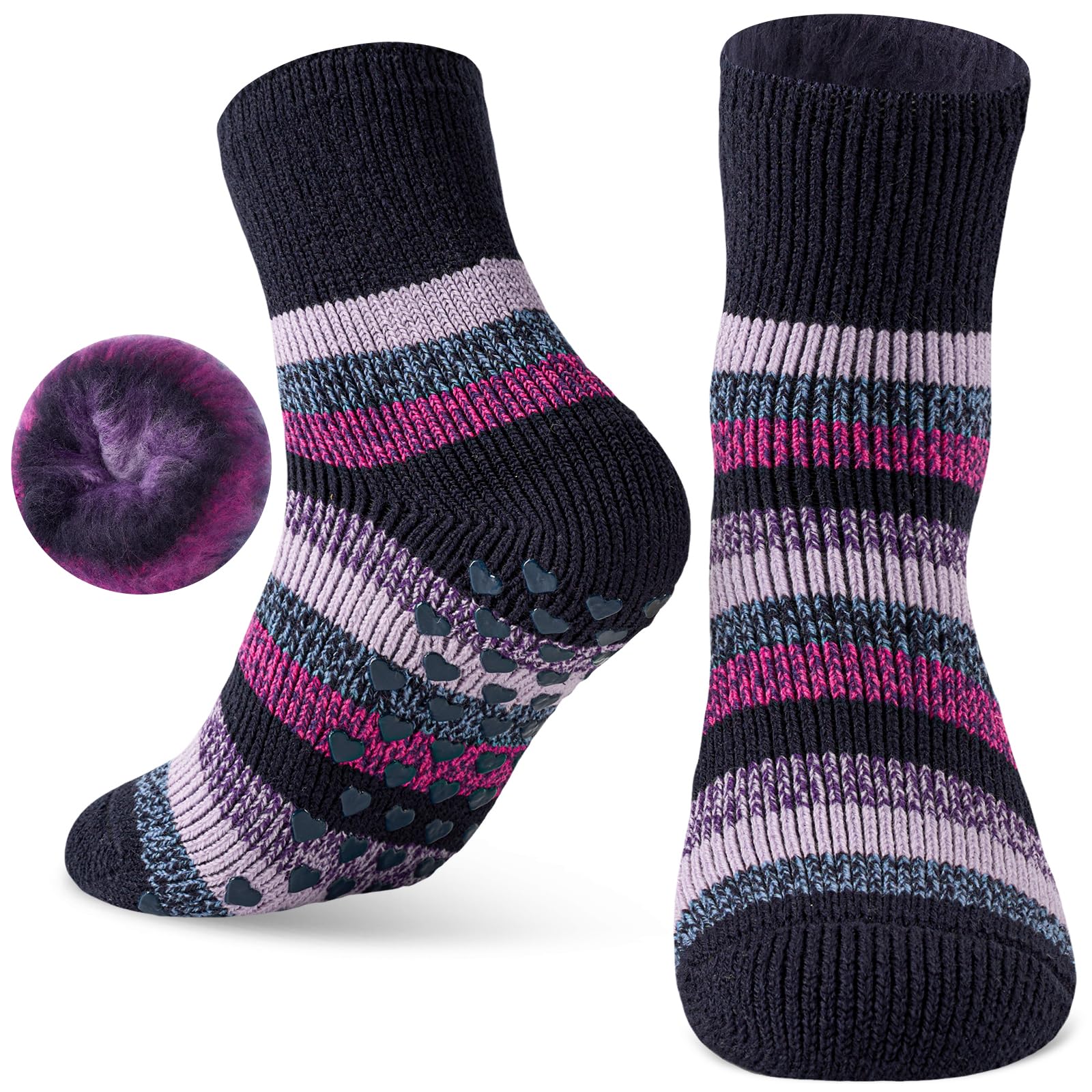 SukModen Kuschelsocken Damen，Antirutschsocken für Zuhause | Flauschige Wärmesocken mit Noppen, Stoppersocken Damen, als Geschenk für Frauen, Größe 35–42