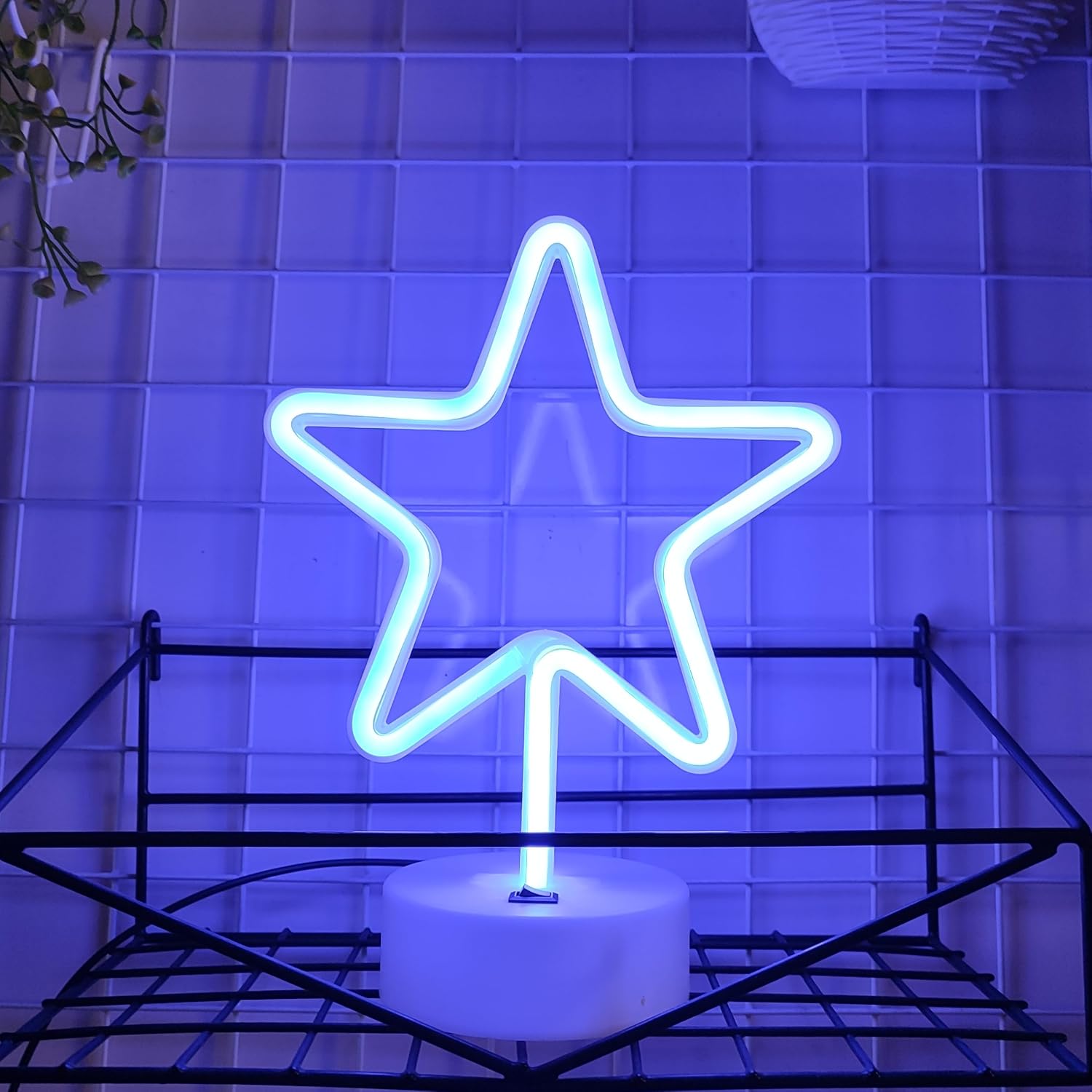 Star LED Neon Signs with Holder Base Desktop Wall Decoration Light(Blue) image 3