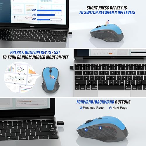 Miniatura 3 de Mouse inalámbrico Bluetooth para iPad Pro MacBook, mouse ergonómico recargable con modo Jiggler, 2 modos Bluetooth 5.23.0 y receptor USB-AUSB-C de