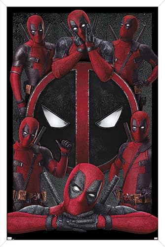 Trends International Marvel Deadpool Legacy - Póster de collage de pared, 14.72 x 22.37 pulgadas, versión enmarcada en blanco