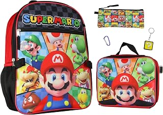 Super Mario Bowser Yoshi Luigi 5PC Kids Lunch Box And Backpack Set