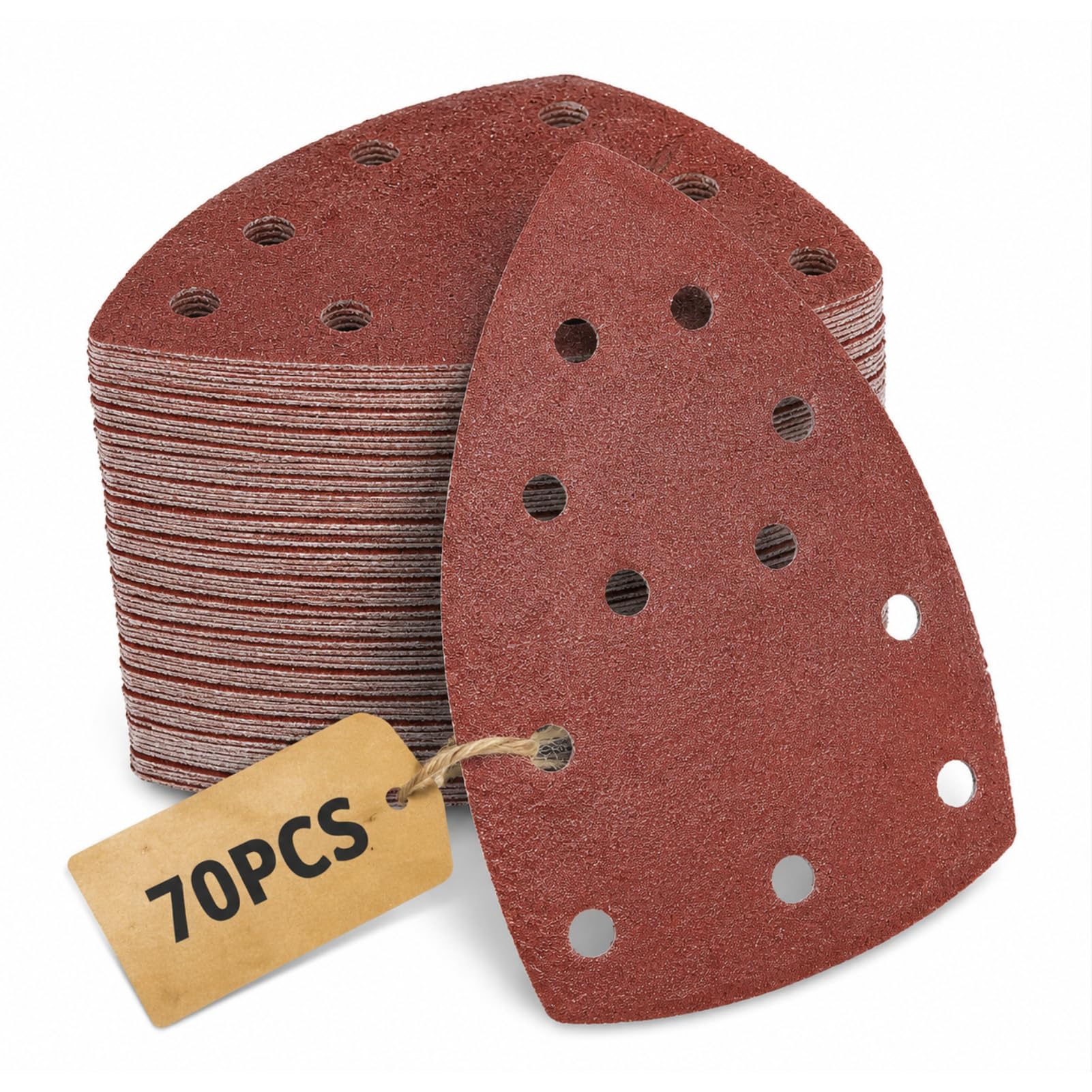 70 Piezas 105x152 mm Papel de Lija Triangular, Papel Lijas Madera, Sanding 11 Agujeros, para Lijadora, Granos 40/60/80/120/180/240, para PSM 100A, 160, 200 AES, 18, PDA 180