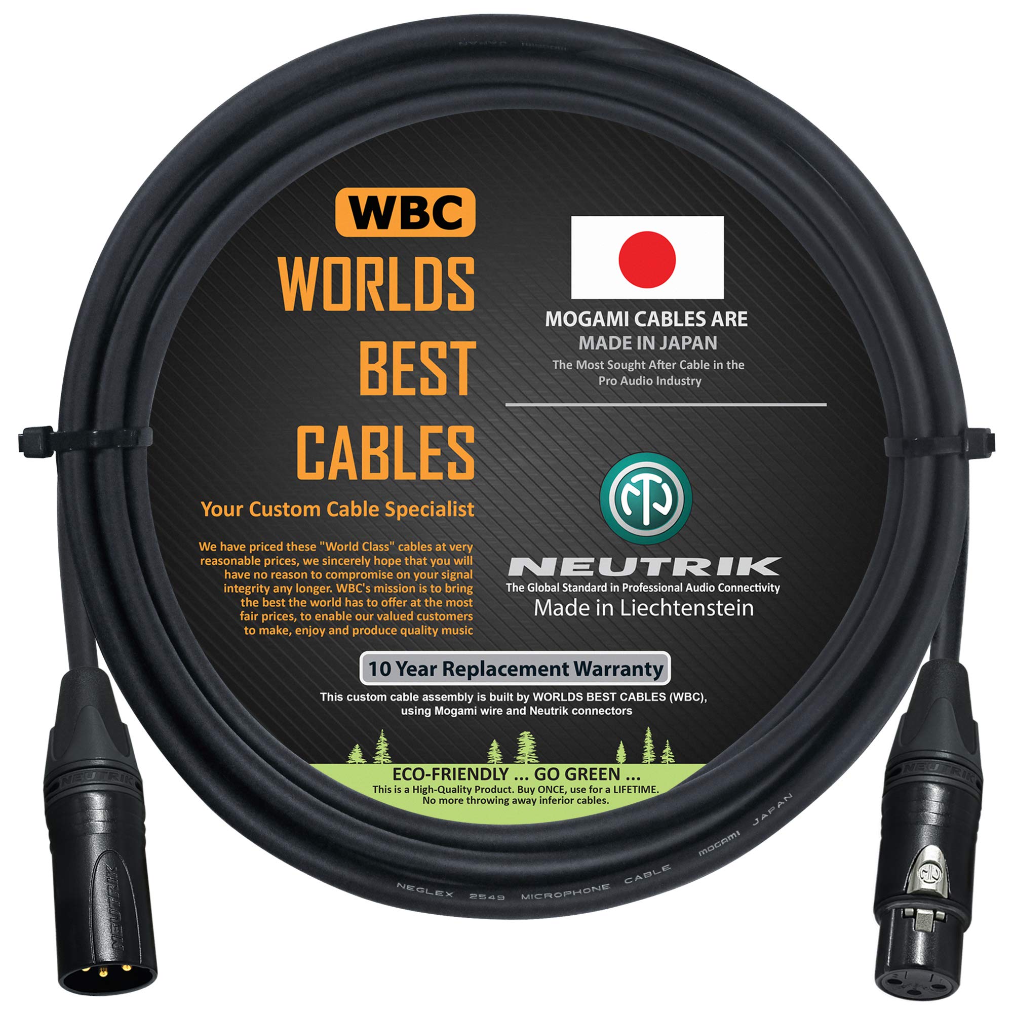 Solicitud especial - Cable de conexión para instrumentos de efectos de bajo de guitarra - Mogami 2524 y Neutrik 1/4 pulgadas Gold TS Plugs