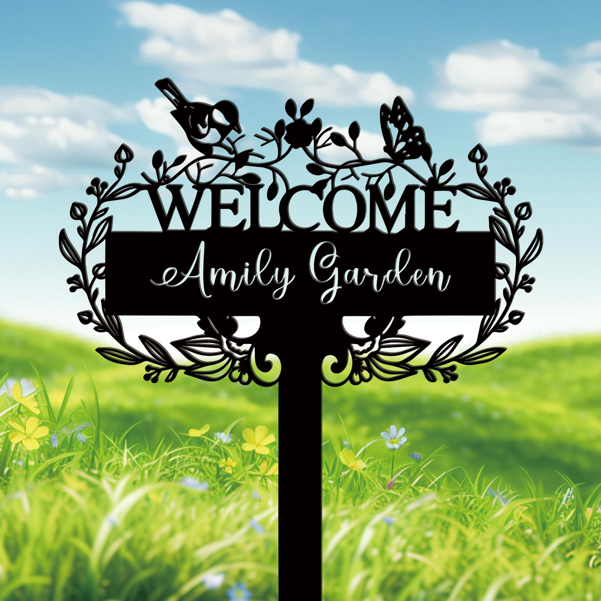 Personalised Street Sign with Stake, Custom Metal Signs Outdoor Personalised, House Number Sign, House Address Numbers for Lawn, Housewarming Gift (6)