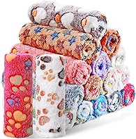 Chumia 18-Pack Fleece Pet Blankets for Dogs & Cats - Soft Warm 30x20 Inch Cute Paw Bone Star Elephant Prints Puppy Bedding