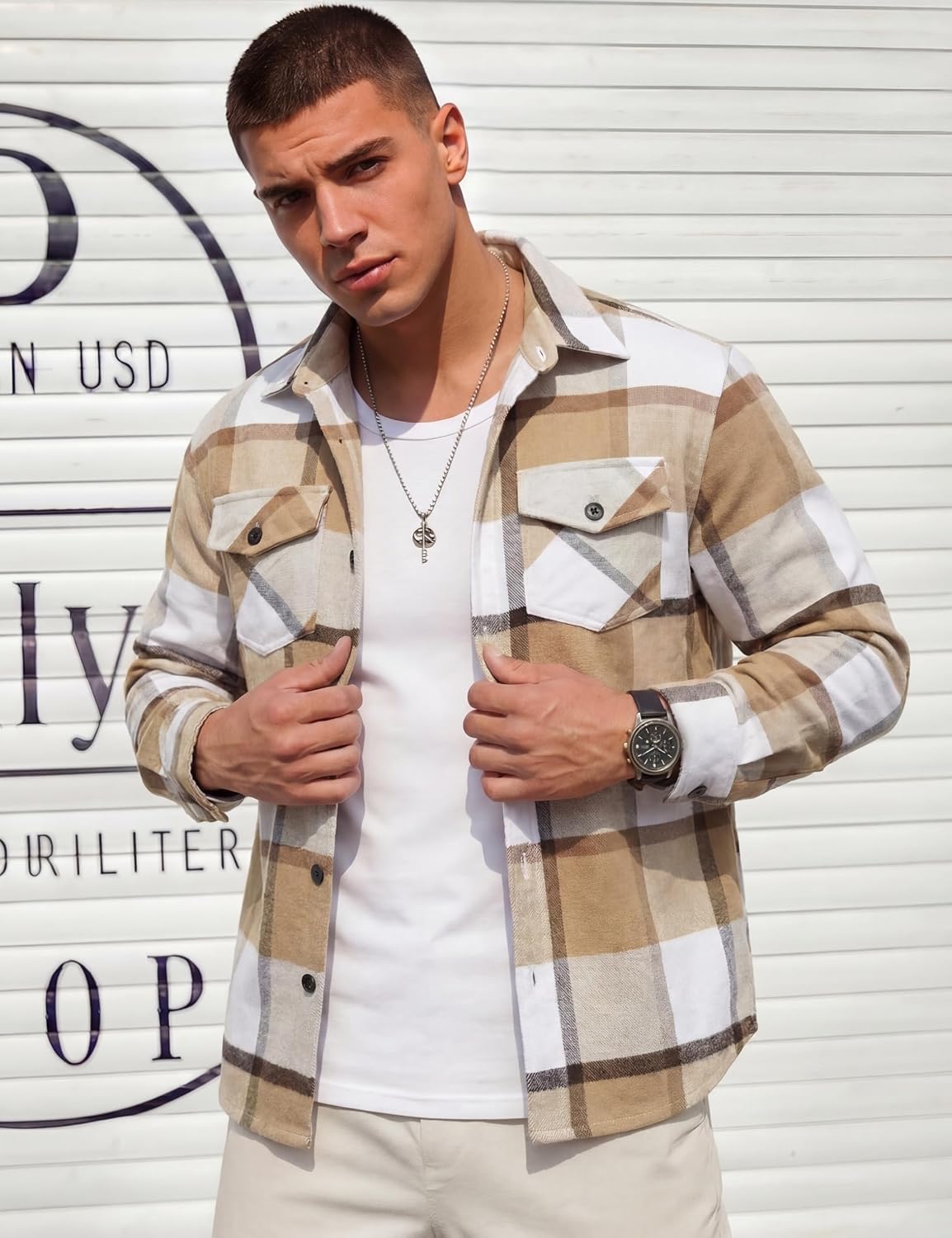 TACVASEN Men's Flannel Shirts Casual Button Down Long Sleeve Plaid Shirt image 4