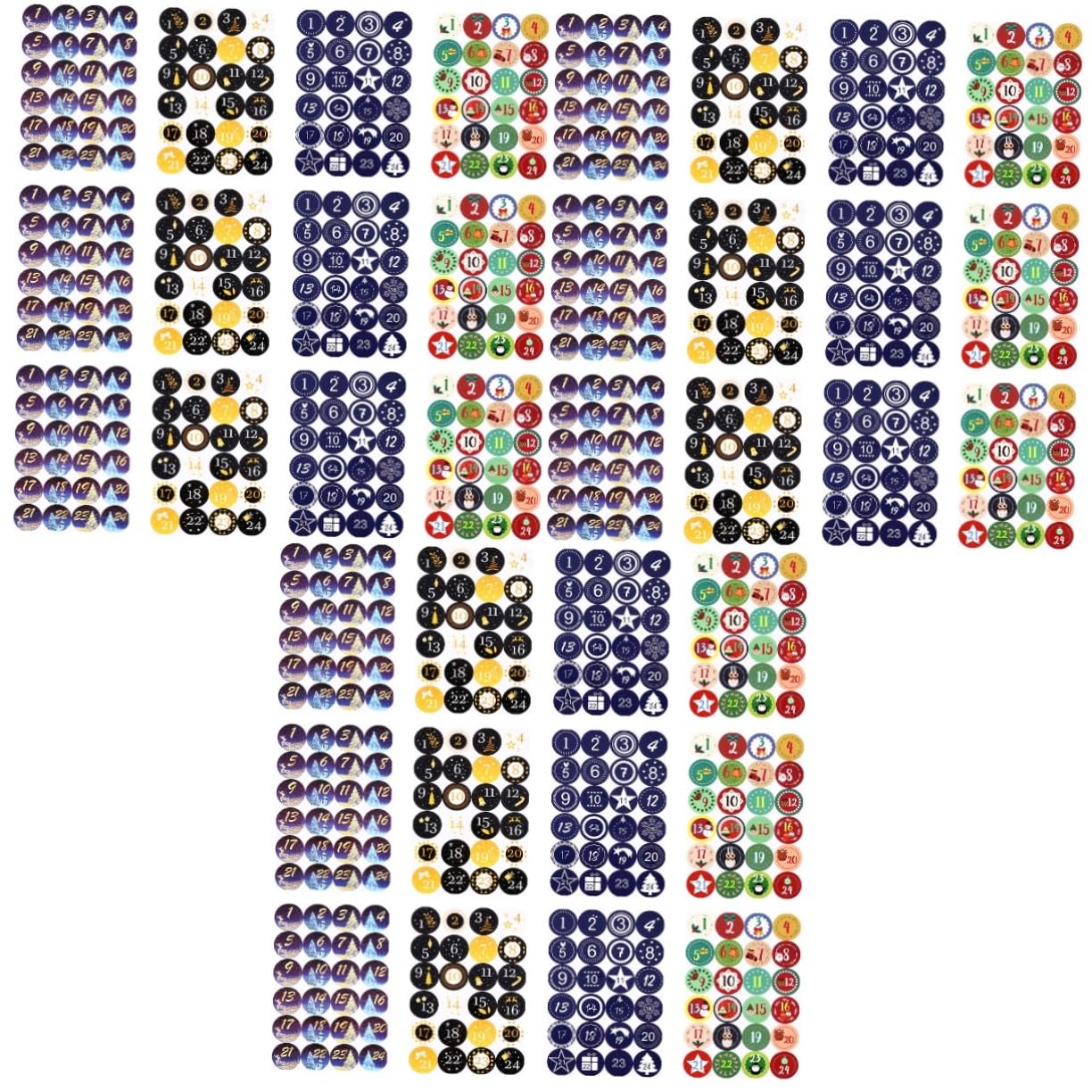 VILLCASE 36 Fogli Adesivi natalizi adesivo numero di natale adesivi decorativi cartellino stickers scrapbooking regalini natale adesivo sigillante etichetta adesiva natalizia Carta