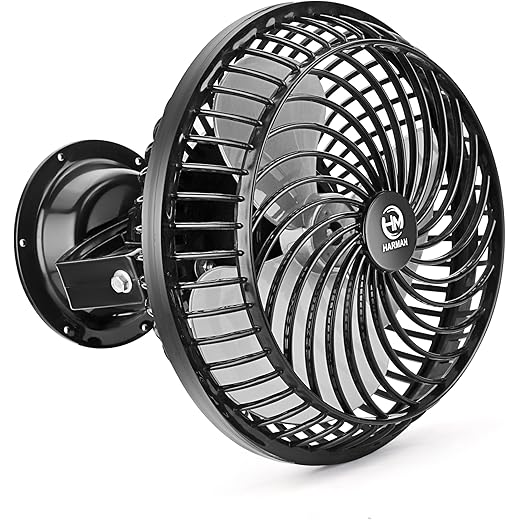 HM Premium Roto Grill Plastic Cabin Fan 9 Inch | 250 MM Air High Speed | 3 in 1 Multipurpose (Wall | Ceiling | Table Fan) | 1 Year Warranty | (Pack of 1) (Black, 9 inch)