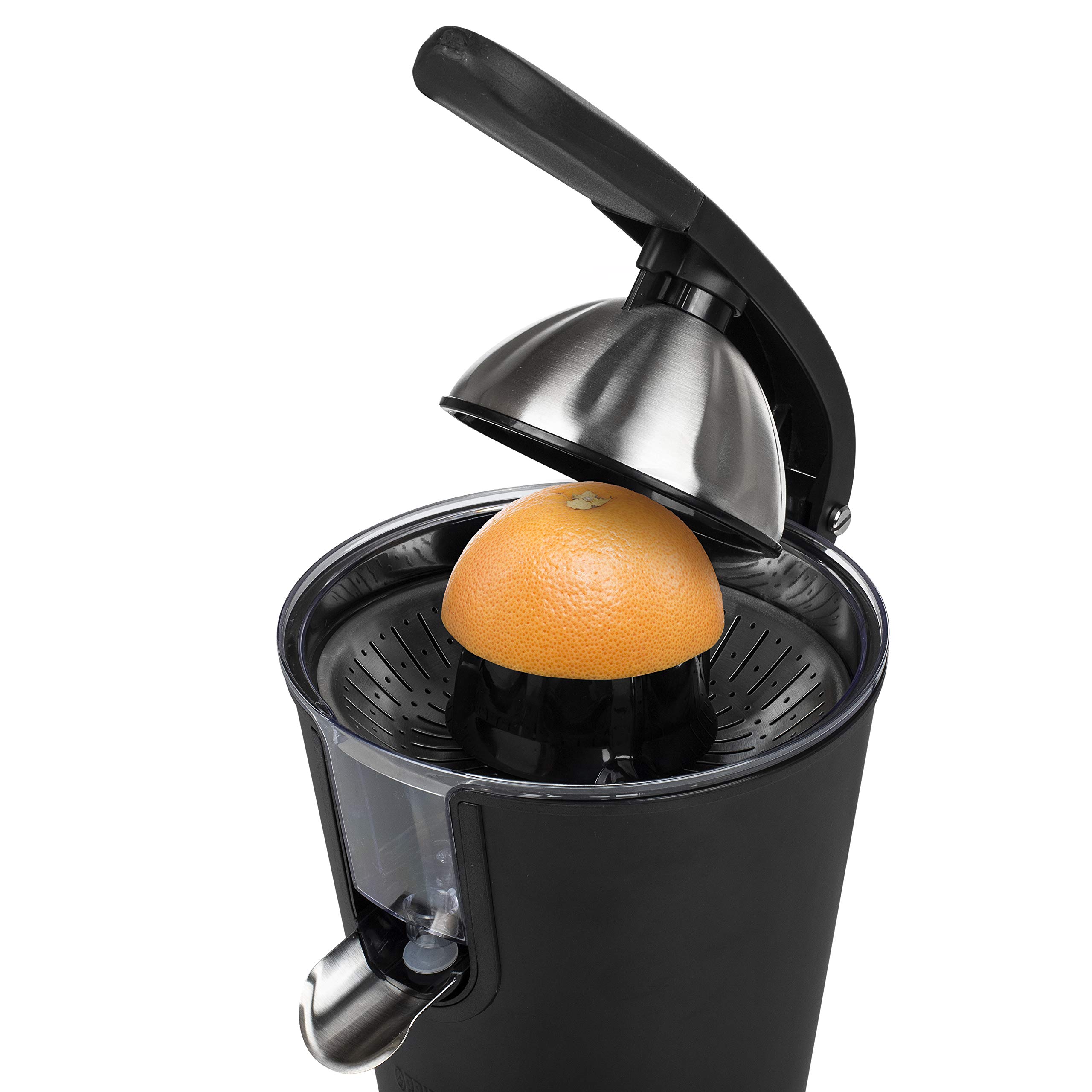 Princess Spremiagrumi Acciaio Black, 160 watt, Acciaio inossidabile, Professionale, Nero