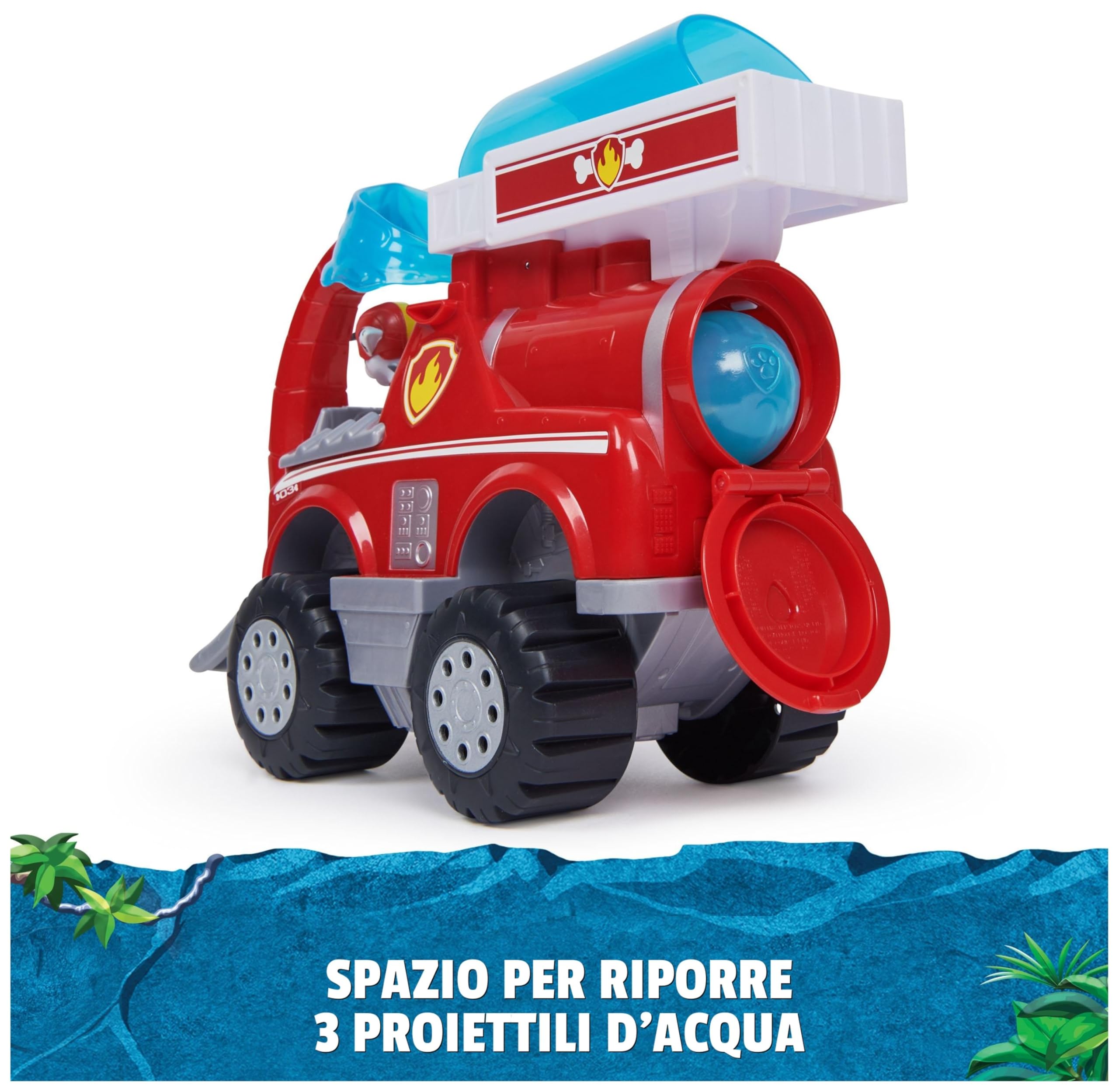 Paw Patrol Jungle Pups, Deluxe Elephant Vehicle di Marshall con lanciamissili, Camion Giocattolo con Action Figure, Giocattoli per Bambini e Bambine dai 3 Anni in su
