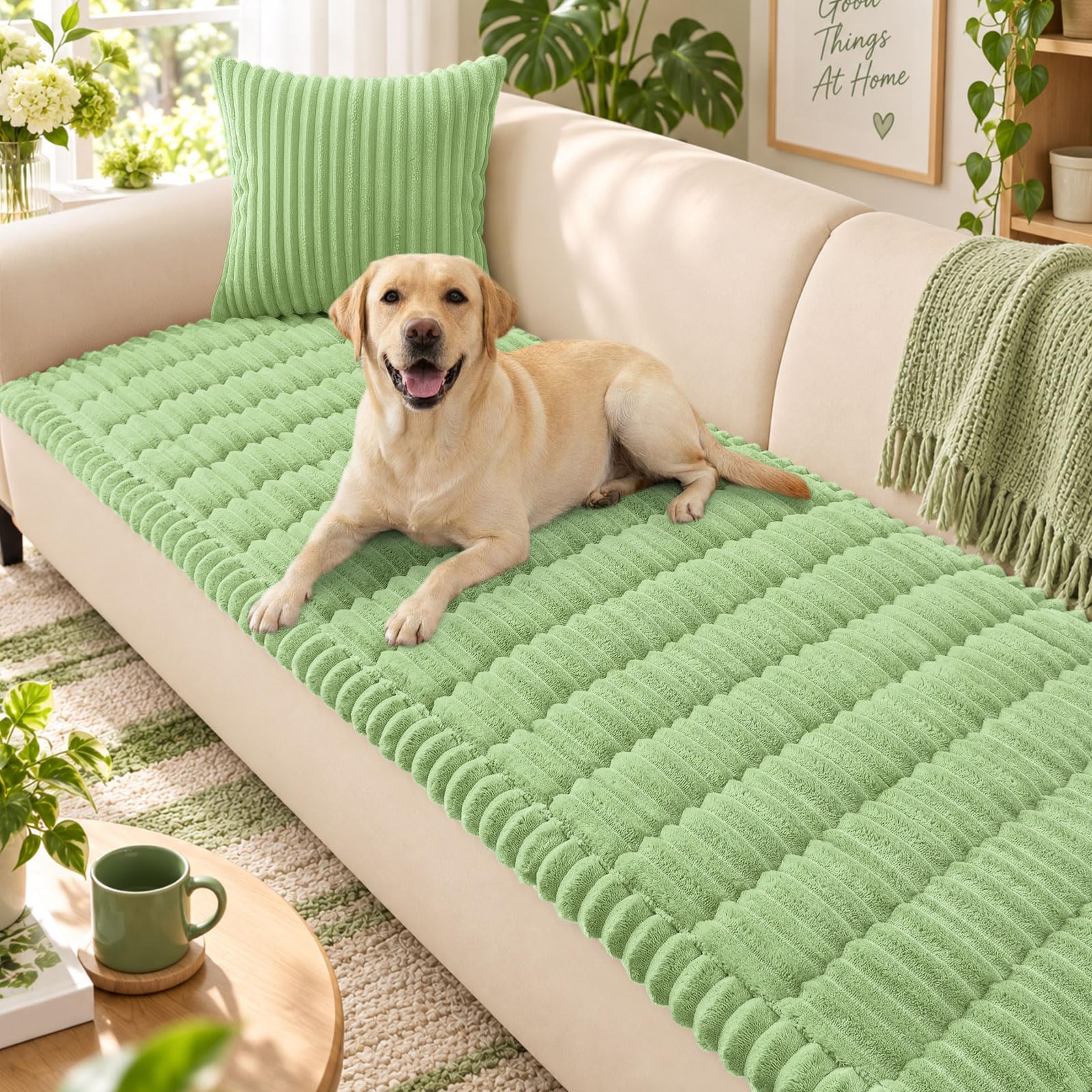Smiry Couch Cover for Dogs, Non Slip Washable Sofa Protector for Pets | Soft Furniture Cover for Leather & Fabric Couches, Cozy Protect Against Fur, Dirt & Messes, Pet Friendly, 27.6"x88"