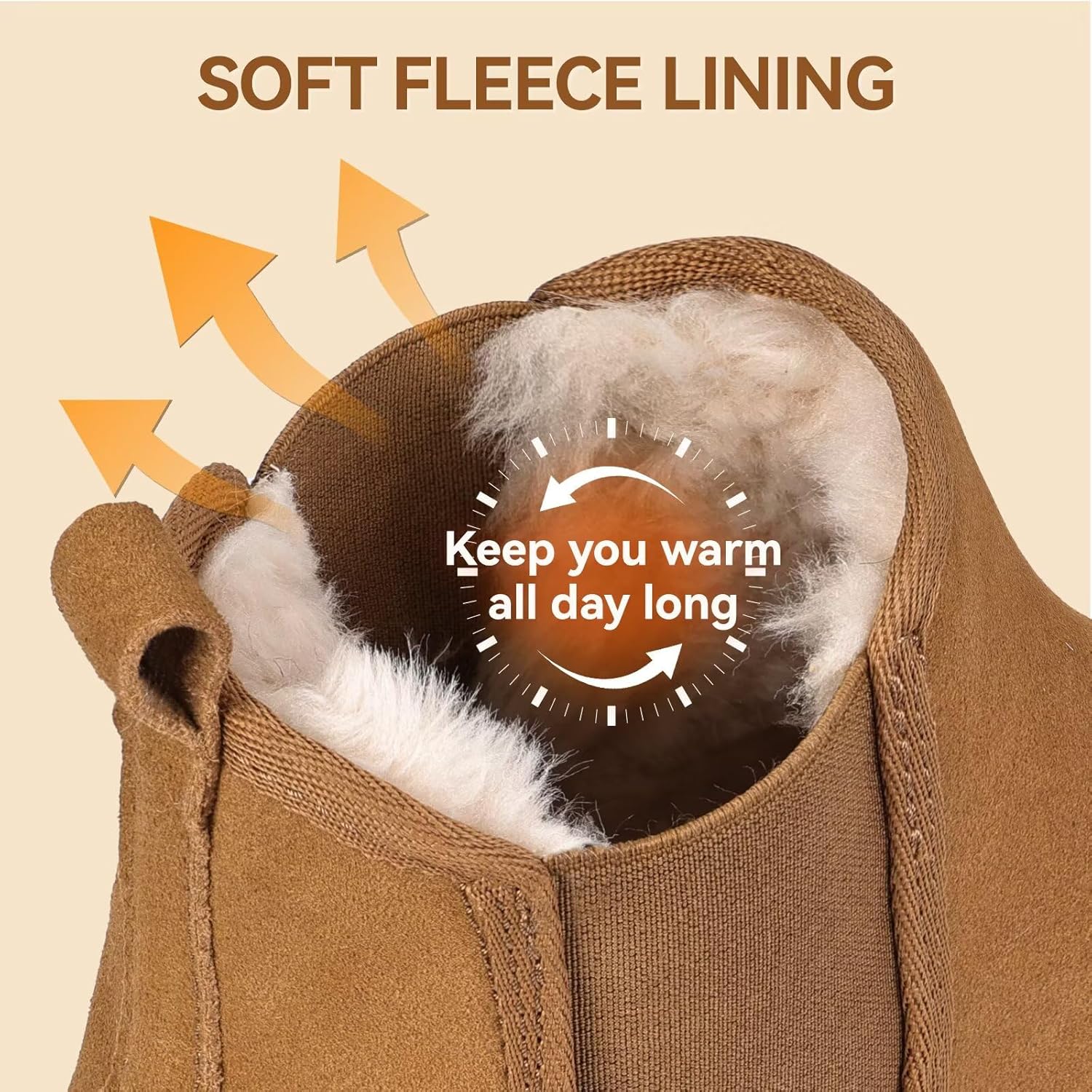 OOW Chelsea Boots Women Warm Comfort Anti-slip Ankle Snow Fuzzy Fall Winter Short Boots for Outdoor Indoor Brown - Image 6