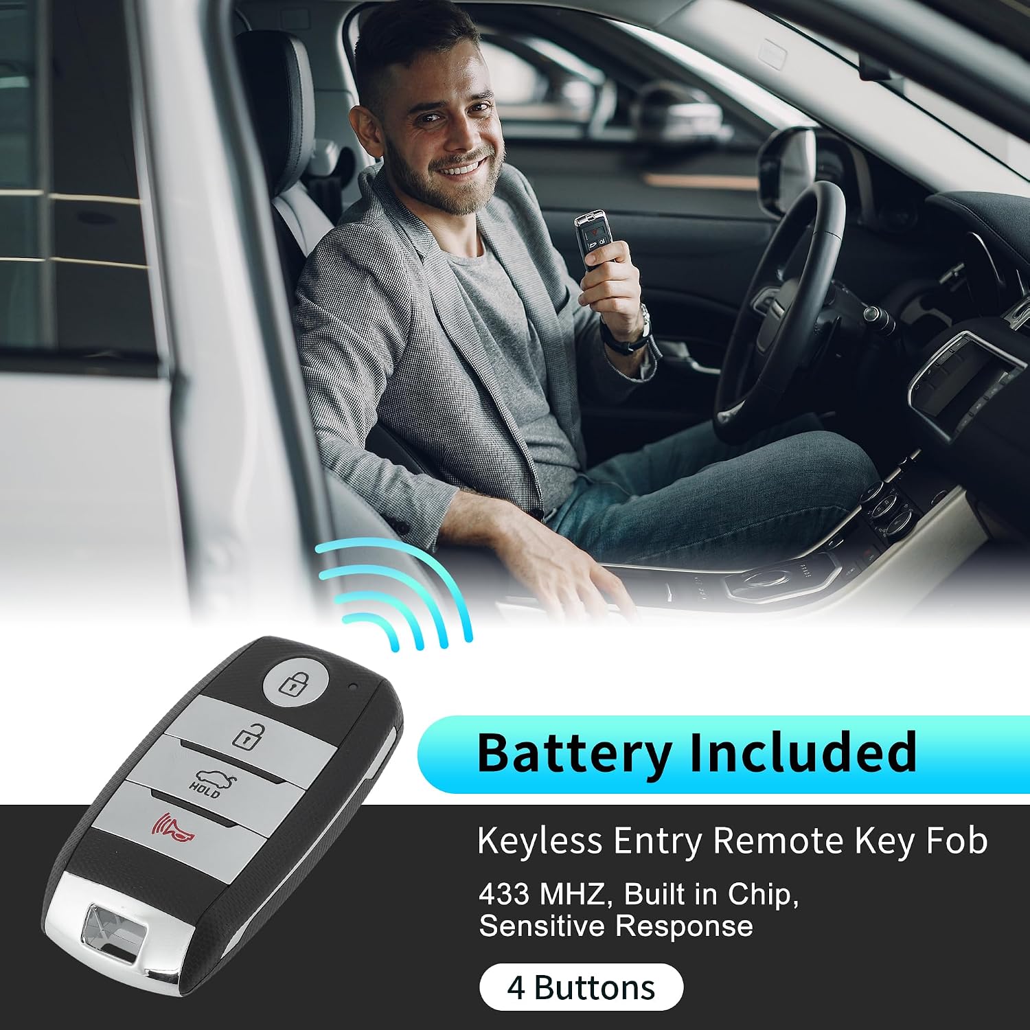 X AUTOHAUX SY5JFFGE04 433 MHz Replacement Keyless Entry Remote Smart Key Fob for Kia Optima 2016 2017 2018 2019 2020 No.95440-D4000/95440-D5000/95440D4000/95440D5000 4 Buttons