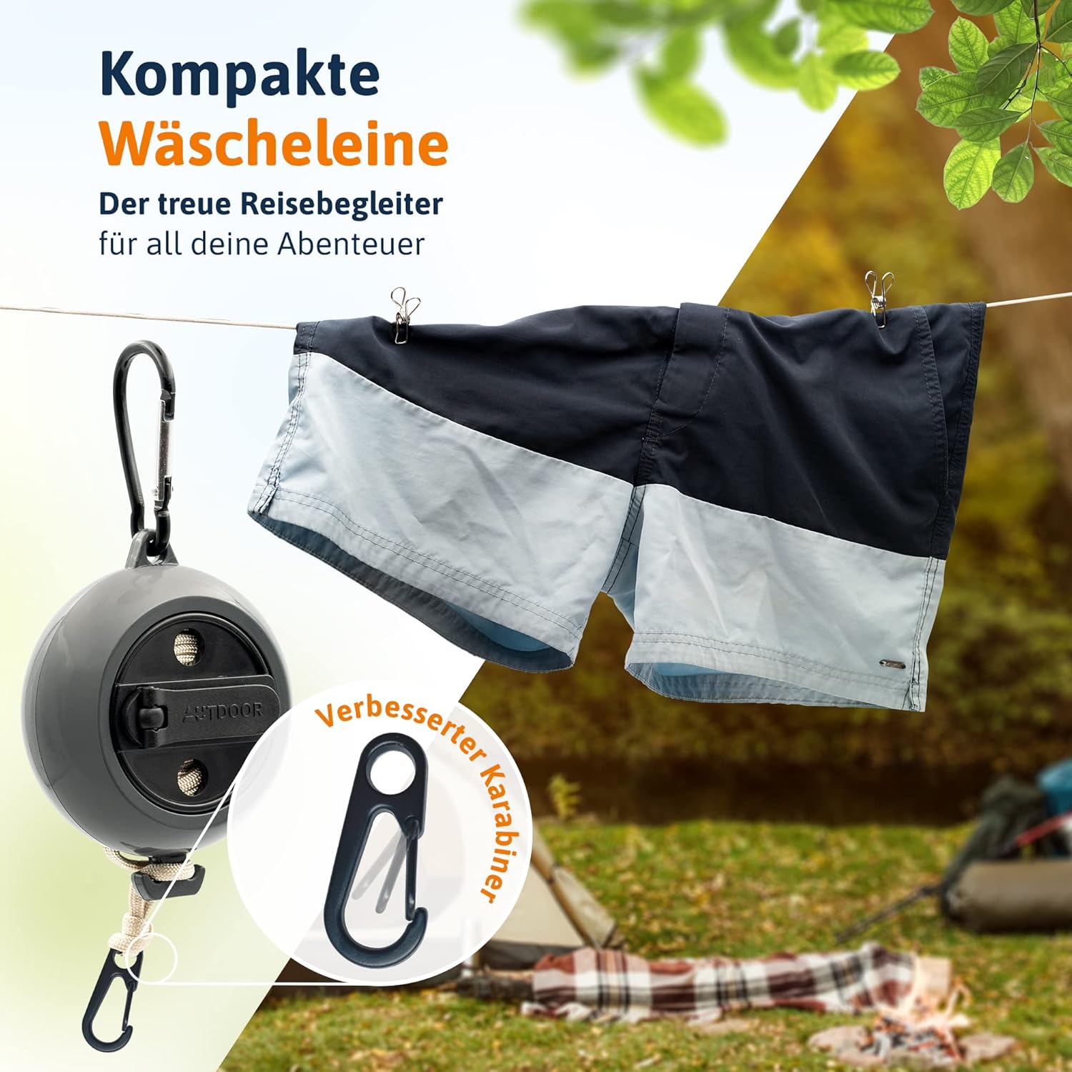 AUTDOOR® Wäscheleine: Praktischer Begleiter für Camping & Reisen