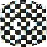 Vista 11 de MACKENZIE-CHILDS Enamel Switch Plate, Light-Switch Cover, Single Rocker, Black-and-White Courtly Check