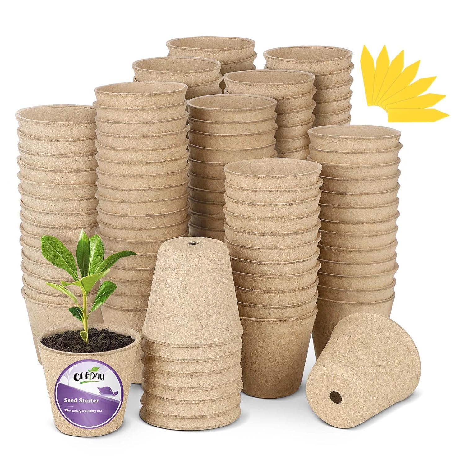 CEED4U 120 Packs 2.36 Inches Round Peat Pots Plant Starters for
