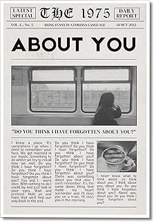 Vintage The 1975 Canvas Wall Art Healy Music Being Funny in a Foreign Language Poster For Room Aesthetic Black White Song Lyric About You Wall Decor Newspaper Print For Bedroom 12x16in Unframed