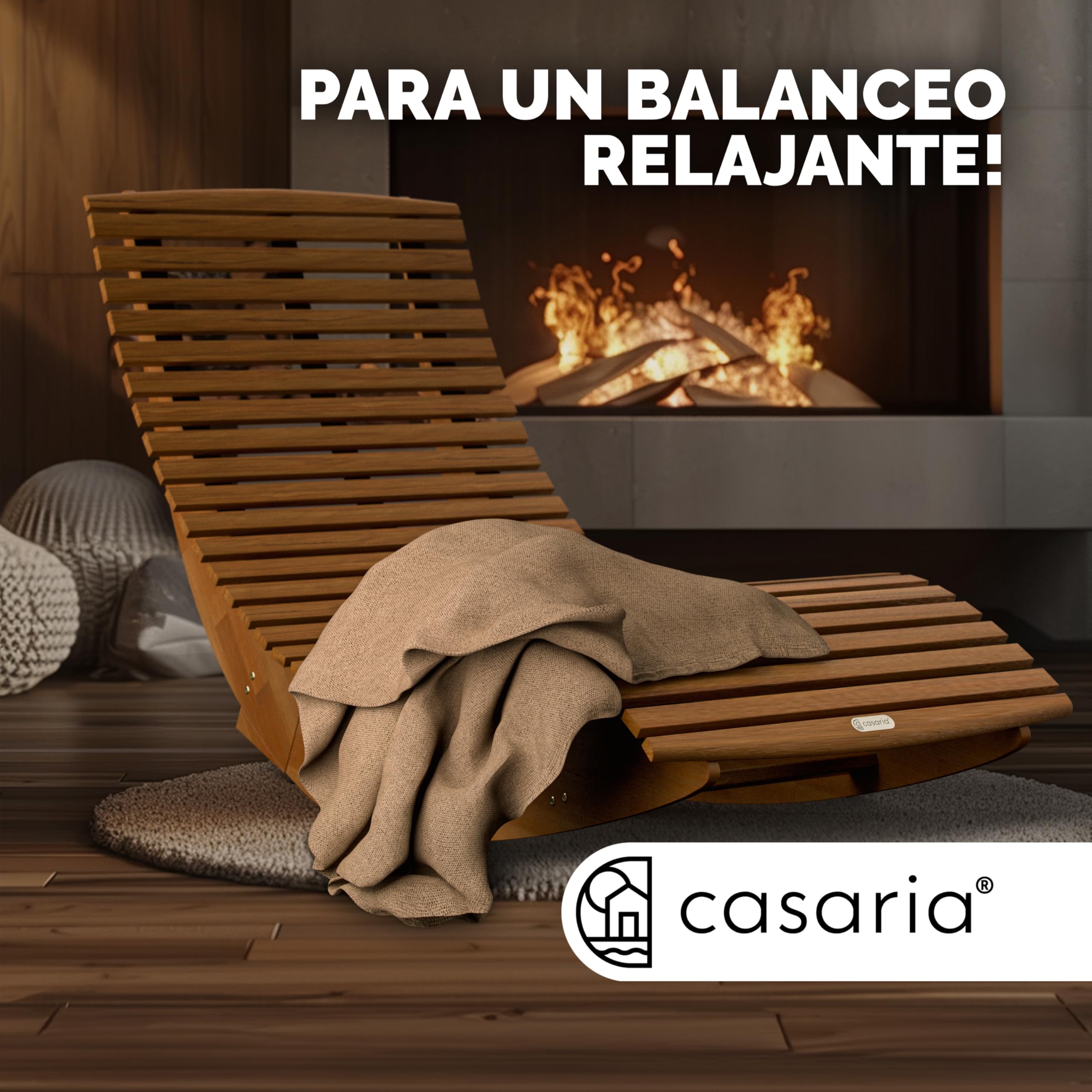 Casaria® Set 2X Tumbona Mecedora Plegable Asiento Madera Acacia FSC® Certificada 160Kg Ergonómica 154x60x78cm Resistente Intemperie Jardín Balcón