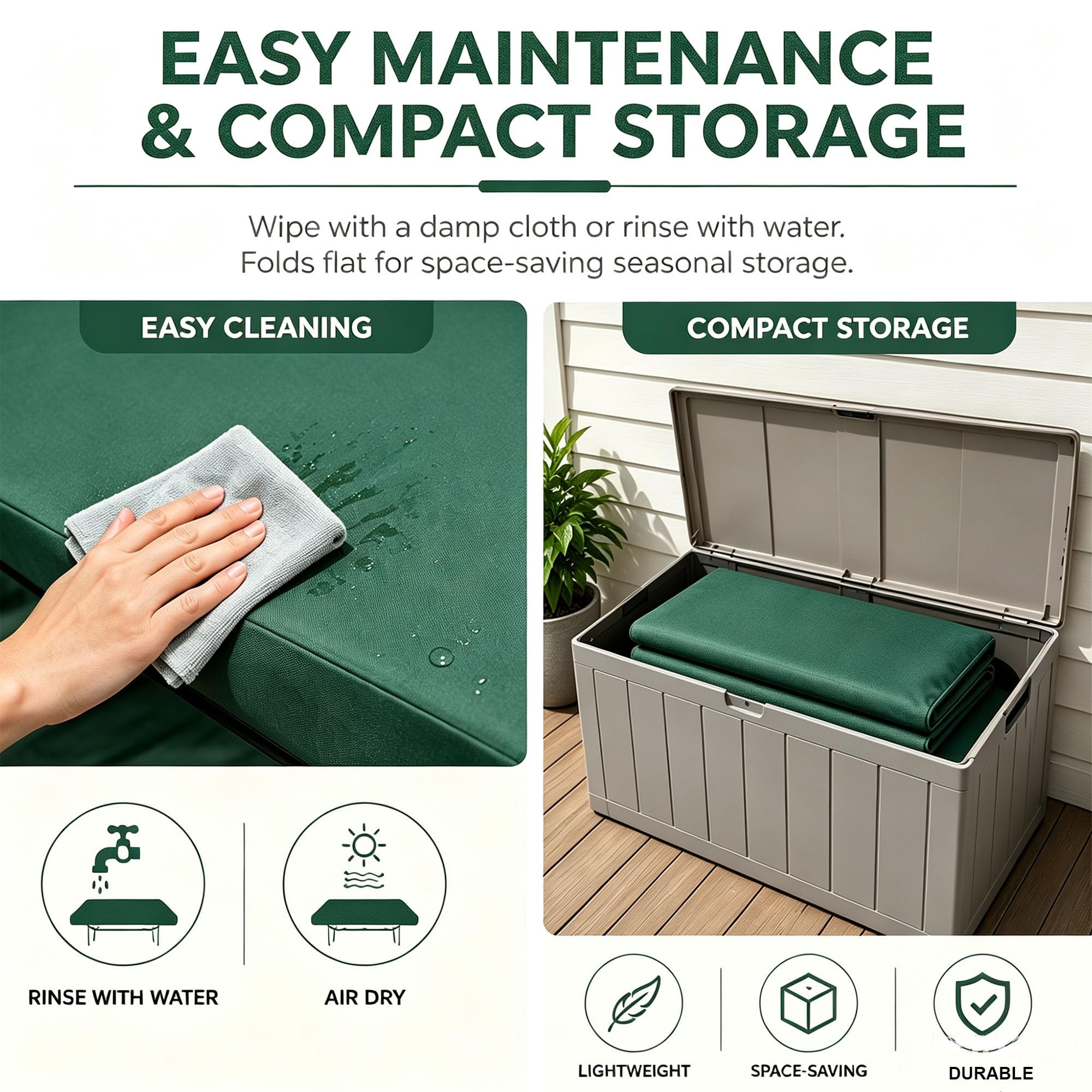 Telo Copri Altalena Esterno 2 3 Posti Impermeabile | Tessuto poliestere 600D, giardino terrazza, protezione sole pioggia, facile pulizia(Green,76.8 x 46.5 x 9.8 x 7.1in)