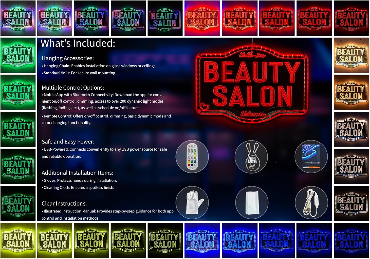 ADVPRO Beauty Salon Walk Ins Welcome RGB Glam Plus LED Sign - Elegant Mirror Backing - Smart 3D Shop Decoration - Multicolor Signage st06s43-fnd-j0005-d