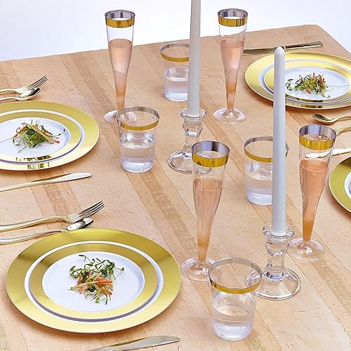 Miniatura 3 de SILVER SPOONS Elegantes platos de postre desechables para fiestas  (10 piezas) juego de vajilla desechable resistente de 7.5 pulgadas, platos de