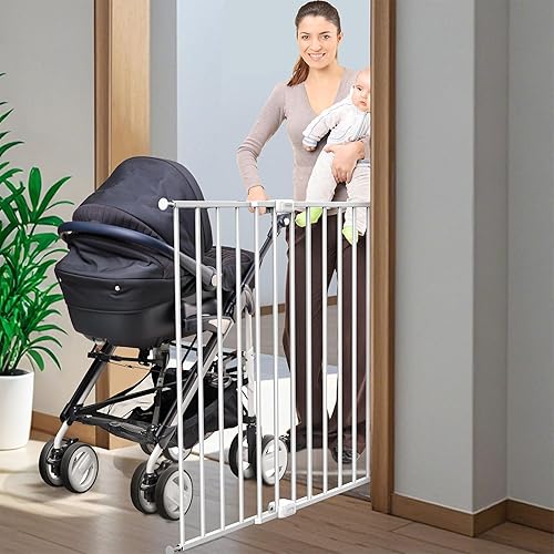 Miniatura 4 de Puerta abatible ajustable de seguridad para bebés, puerta de metal montada en hardware para escaleras y puertas, pestillo seguro para niños y