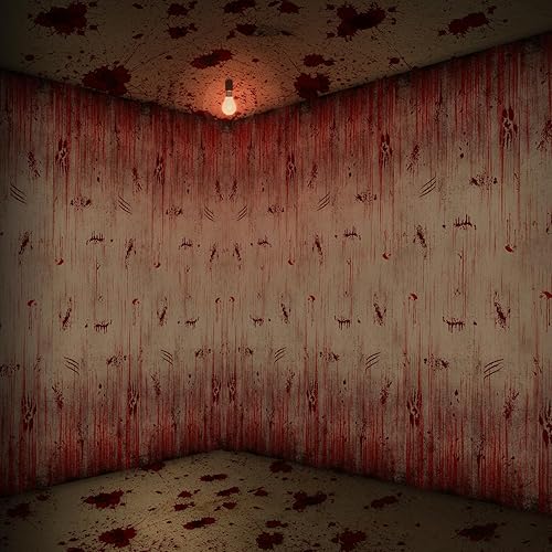 Miniatura 7 de 3 piezas de fondo de fotografía de Halloween con estampado sangriento, telón de fondo de plástico para Halloween, suministros de decoración de