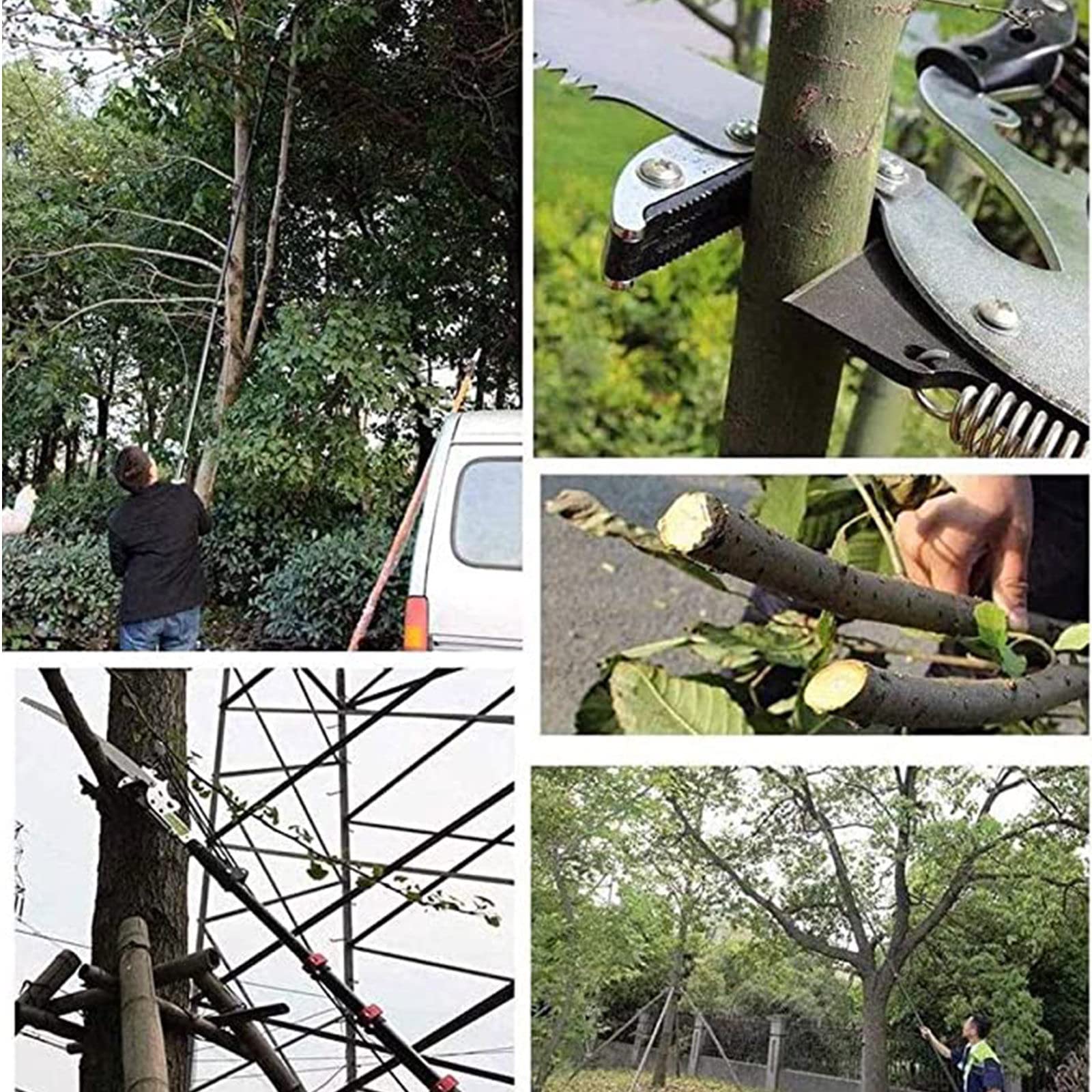 Teleskopowa piła do gałęzi z wysuwanym uchwytem, aluminiowa piła ogrodowa, składana piła do gałęzi i liści na dużej wysokości, 5,4 m/18FT
