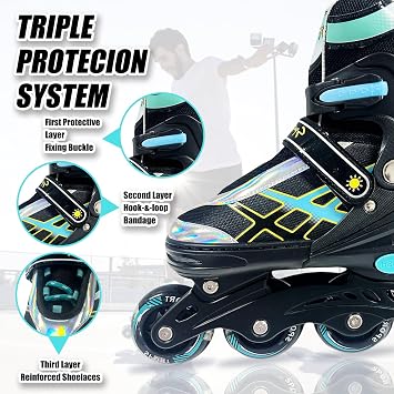Adjustable Inline Skates for Boys Girls Ages 4-16, All 8 Wheels of Inline Roller Skates Light Up, Roller Skates Blades for Youth Kids Indoor & Outdoor Beginners