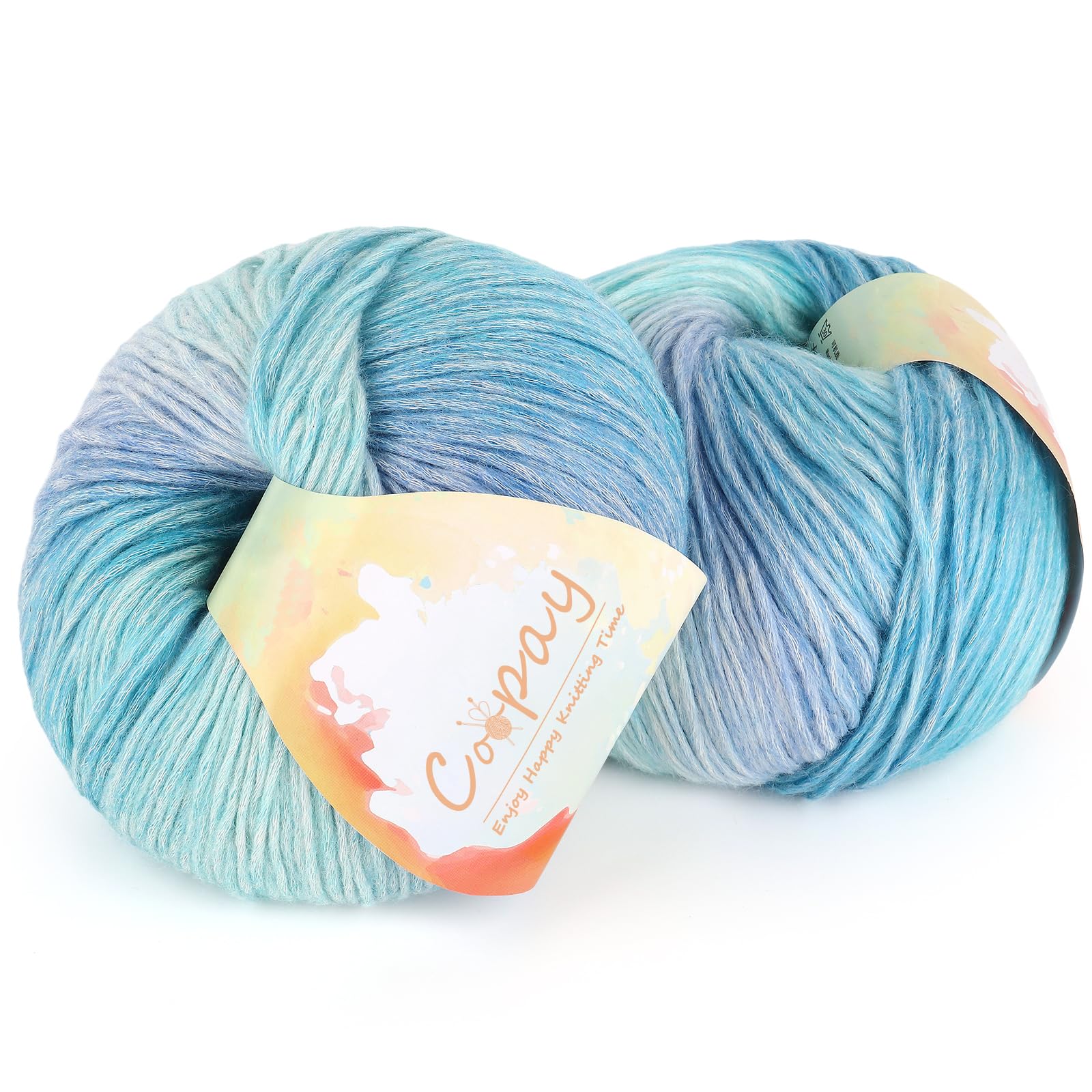 Coopay Yarn for Crocheting &amp; Knitting, Gradient Cake Yarns (Blue Light)