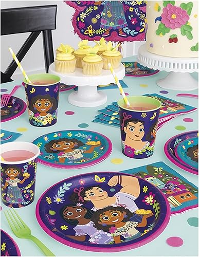 Miniatura 3 de Encanto - Suministros de fiesta de cumpleaños temáticos para niños, sirve 16, decoraciones y juego de vajilla con cubierta de mesa, platos,