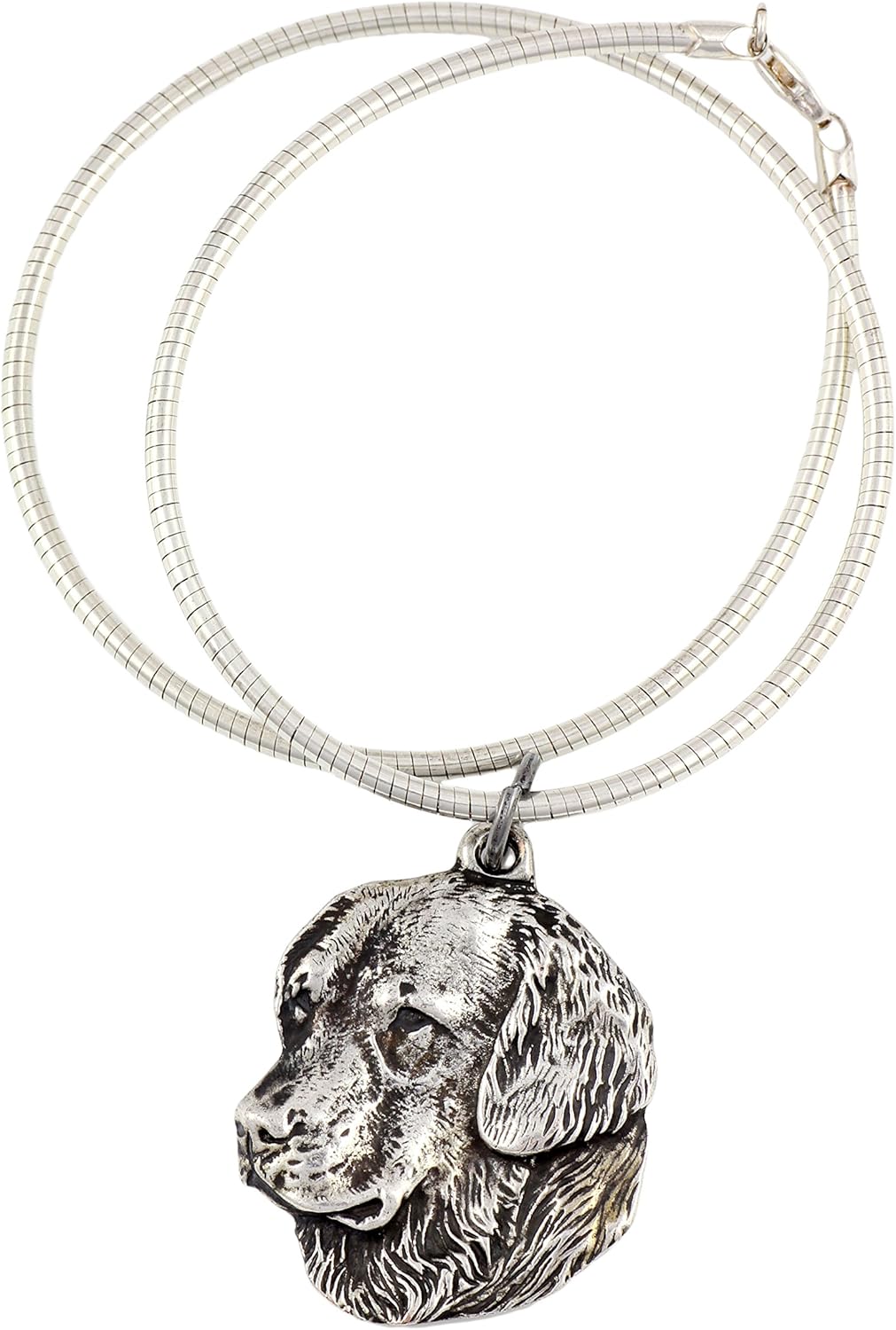 Art-Dog Collection Dog Pendant on Silver Thread - Handmade Dog Necklace with ZnAl Base and Silver Coating – Silver Dog Necklaces for Men and Women – Dog Breeds Jewelry – Golden Retriever