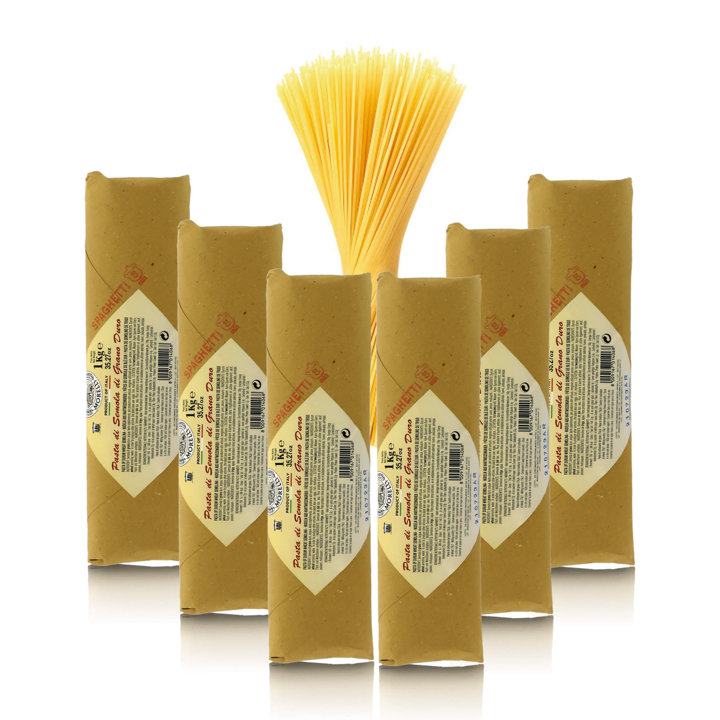 Antico Pastificio Morelli 1860 Srl Spaghetti Kochen 8 Minuten, typische regionale Pasta, 6 Packungen à 1 kg
