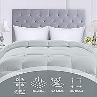 Vista 3 de Utopia Bedding Edredones de cama tamaño King, relleno de edredón para todas las estaciones, edredón alternativo de plumón cosido en caja con Gris