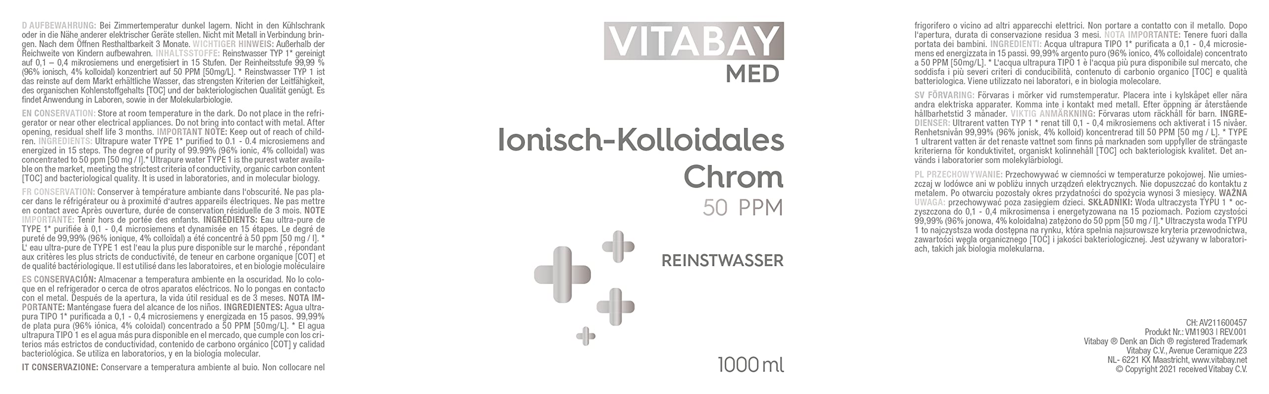 Vitabay Kolloidales Chrom 50 PPM • 1000 ml • Hochdosiert