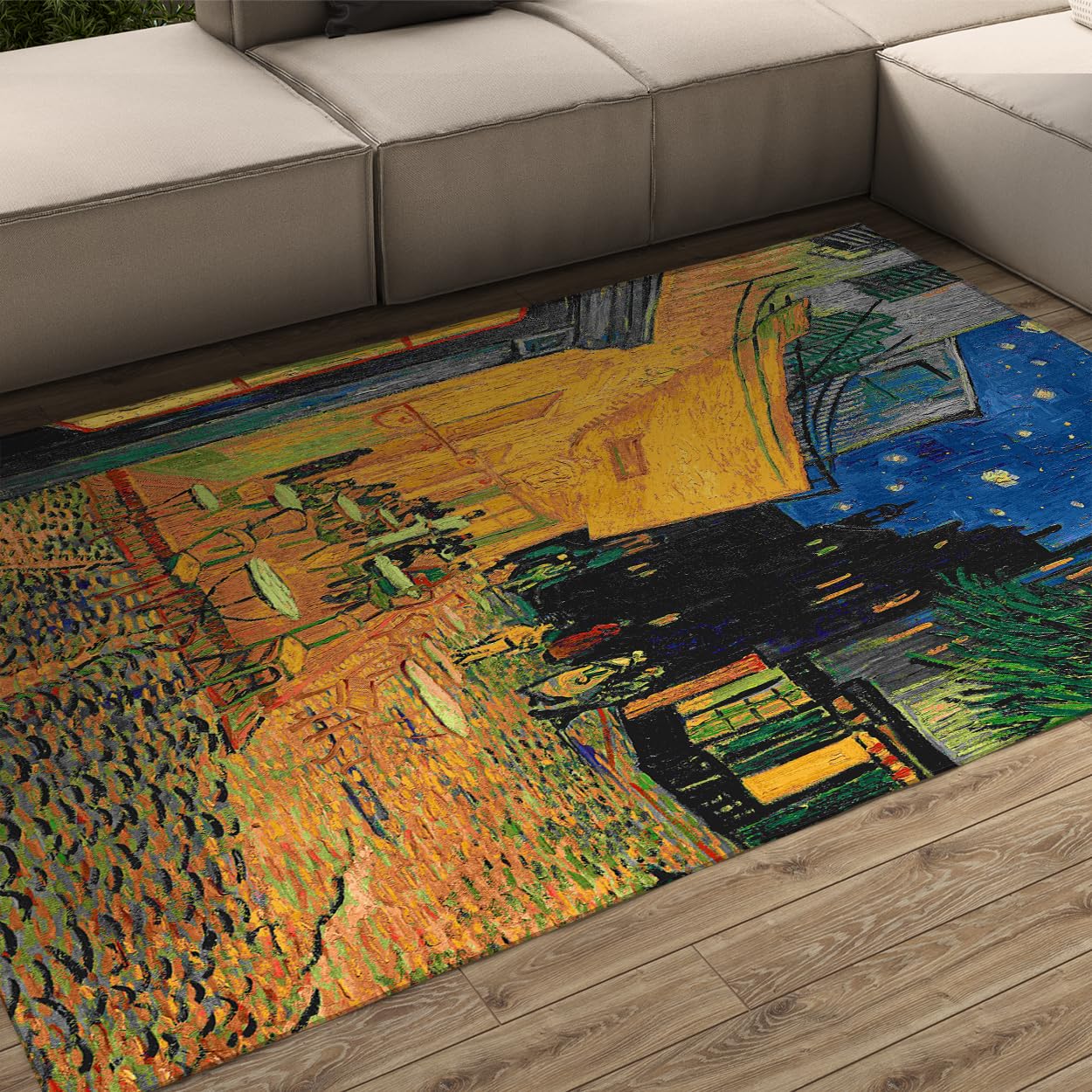Tapis 60x90 lavable décor nuit urbaine peinture classique pour salon