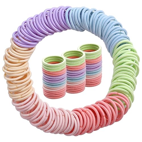 Vista 35 de 200 ligas elásticas para el cabello fino, soportes para coletas pequeñas para niños y bebés, multicolor, mini accesorios para el cabello sin arrugas