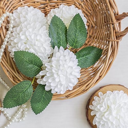 Miniatura 5 de Flores artificiales, 25 rosas artificiales para bricolaje, ramos de boda, centros de mesa, arreglos de centros de mesa, flores de dalia verde y