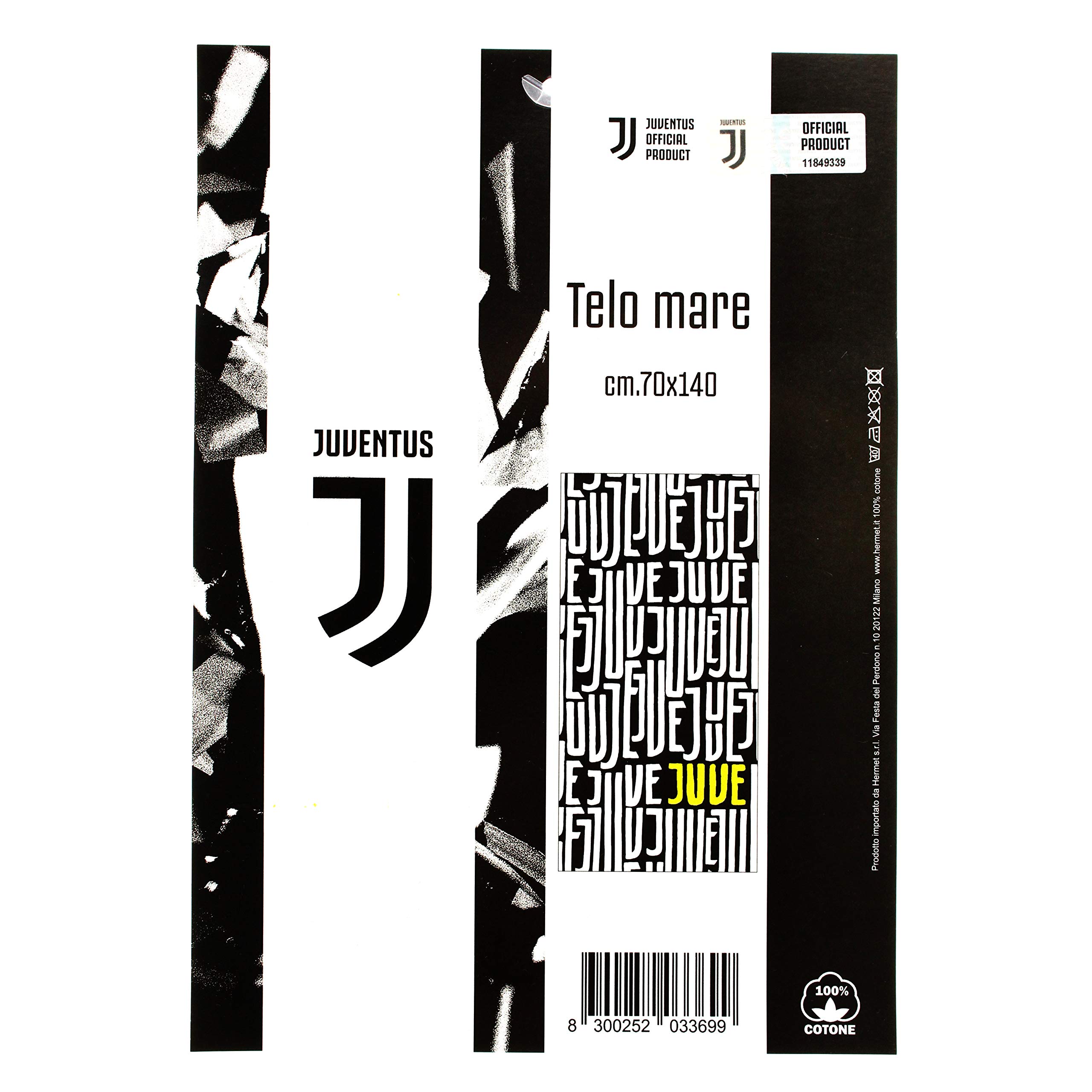 Serviette officielle FC Juventus juve nouveau Logo Serviette de plage éponge pur coton 70 x 140 cm