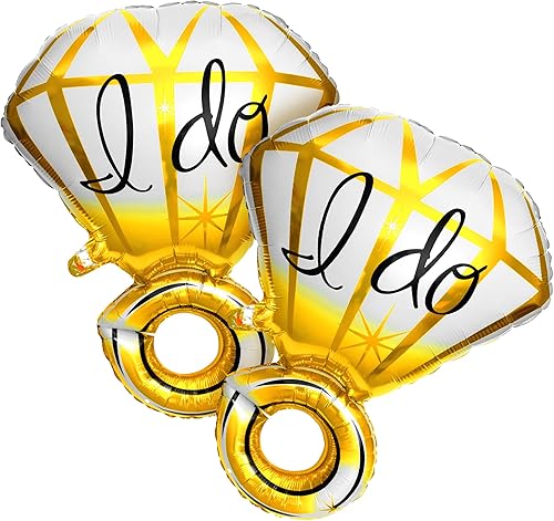 Miniatura 1 de KatchOn Globo de oro con anillo de diamante I Do - 25 pulgadas paquete de 2  Globo de anillo de compromiso para fiesta de compromiso  Globos de