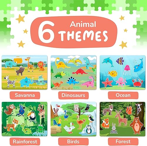 Miniatura 7 de TOYVENTIVE Caja inteligente para bebé para niña y rompecabezas de aprendizaje de clavijas de madera para niños pequeños paquete de 2 rompecabezas