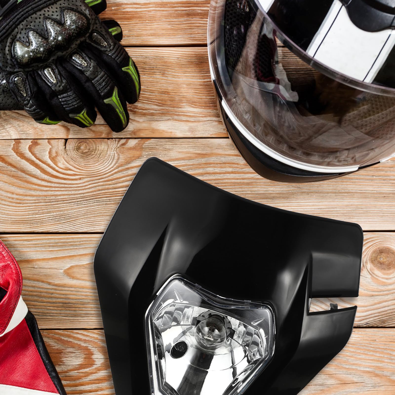 PLAFOPE Plástico Faro Resistente para de LED Negro Motocicleta Motocross