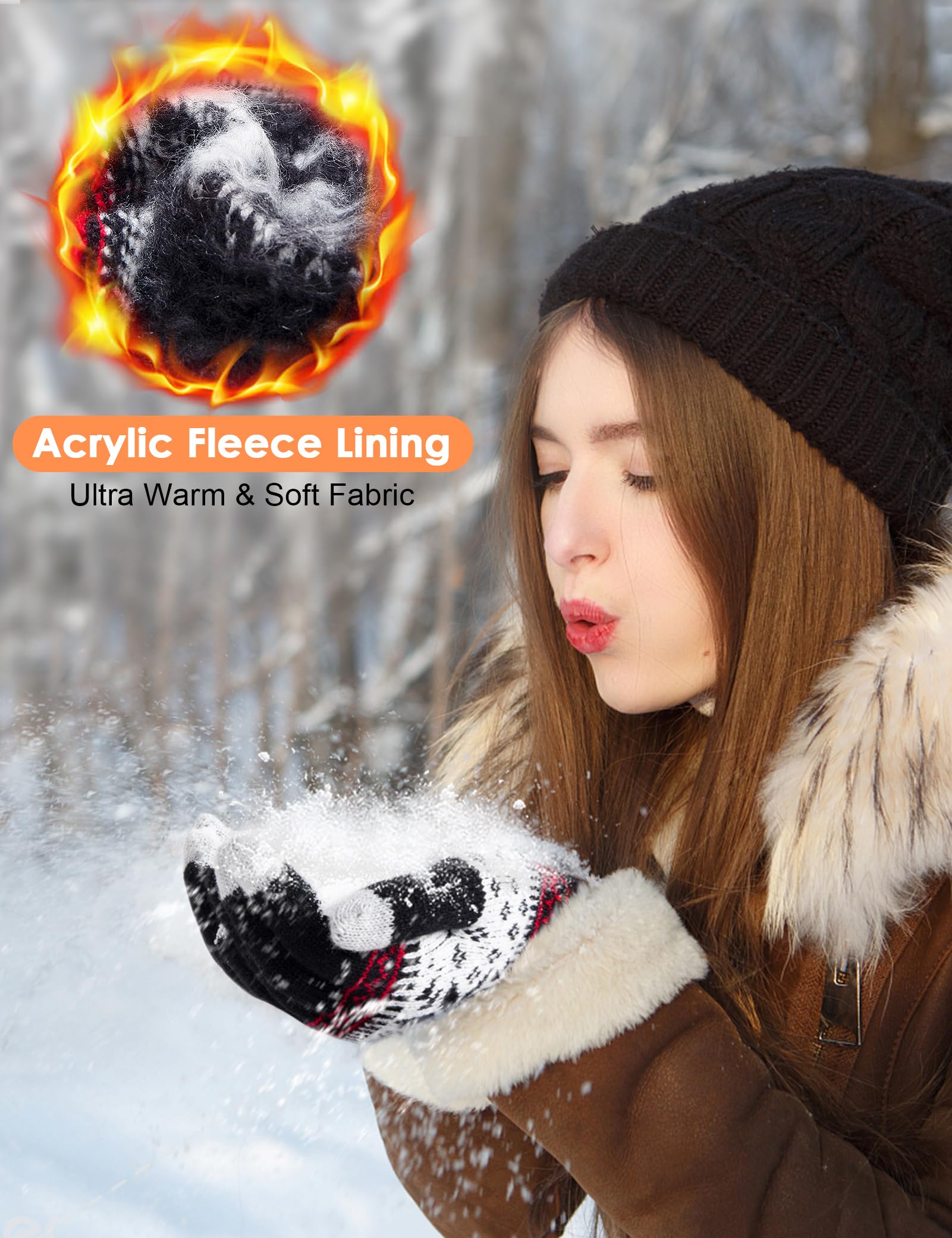 Gants Hiver KEECOW Homme/Femme - Doublure Polaire, Écran Tactile | Pour Course, Ski, Activités Extérieur