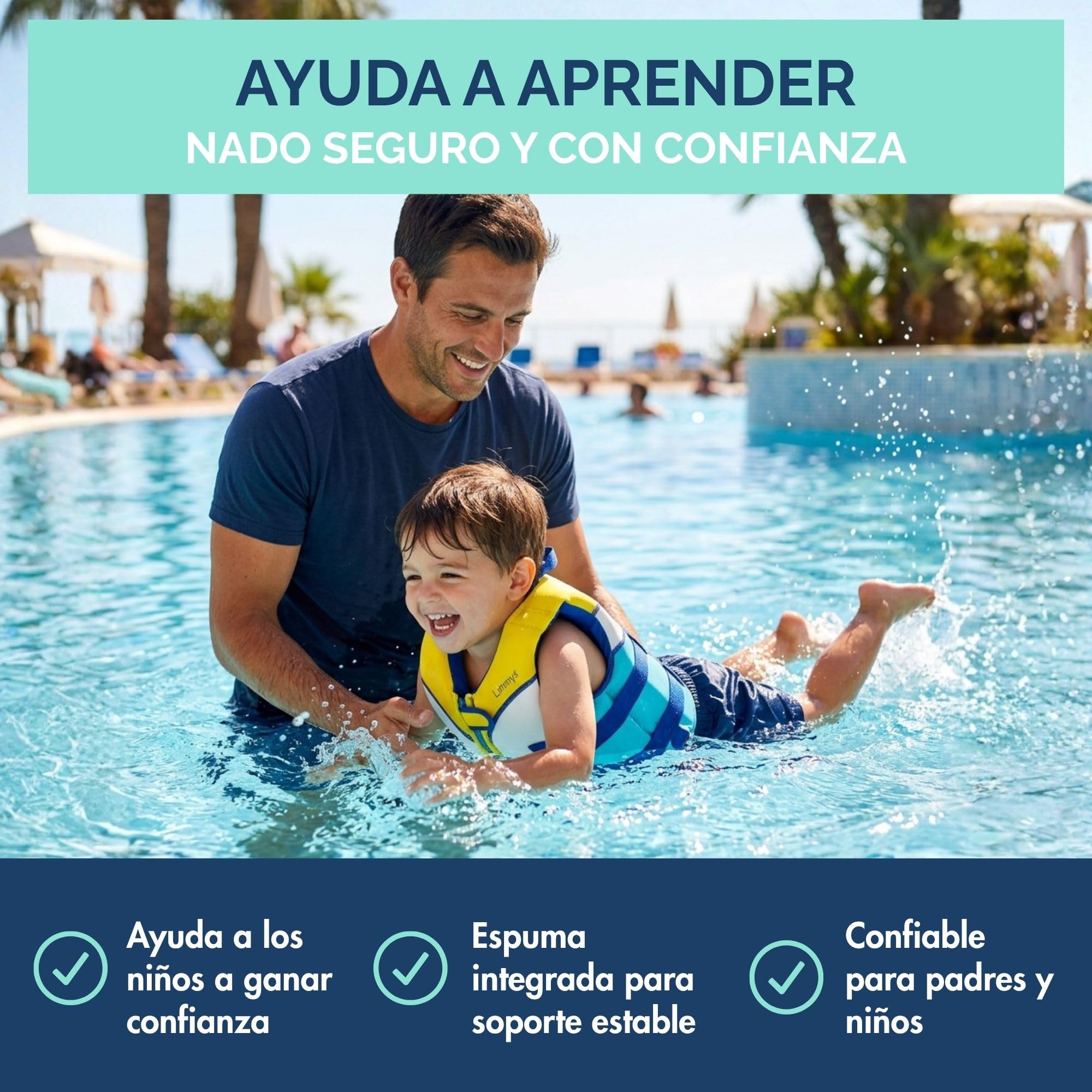 Limmys Chaleco de Natación para Niños – Ayuda a la Flotación con Paneles de Espuma Integrados, Certificado CE, Diseño Premiado, Doble Cierre con Cremallera YKK, Neopreno Premium Suave