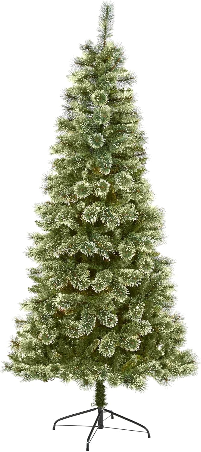 Nearly Natural 7ft. Wisconsin Slim Snow Tip Pine Artificial Christmas Tree with 652 Bendable Branches