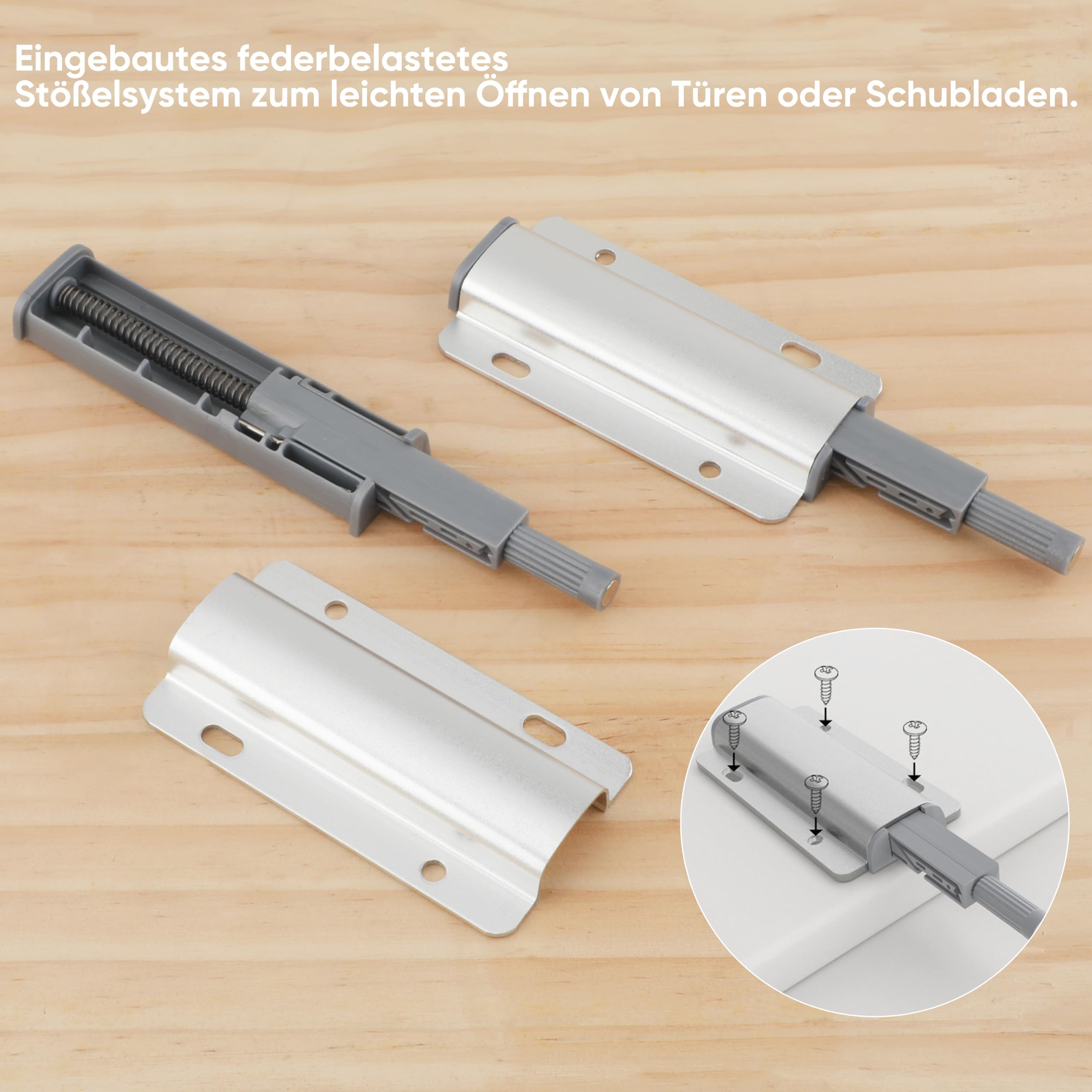 Apriporta A Pressione HAPPOW - 6 Pezzi Con Viti, Bianco, Per Armadi Da Cucina, Funzione Push To Open - Foto 7