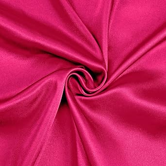 Horbaunal Hot Pink Satin Fabric 55 Inch Wide by The Yard, 1 Yard