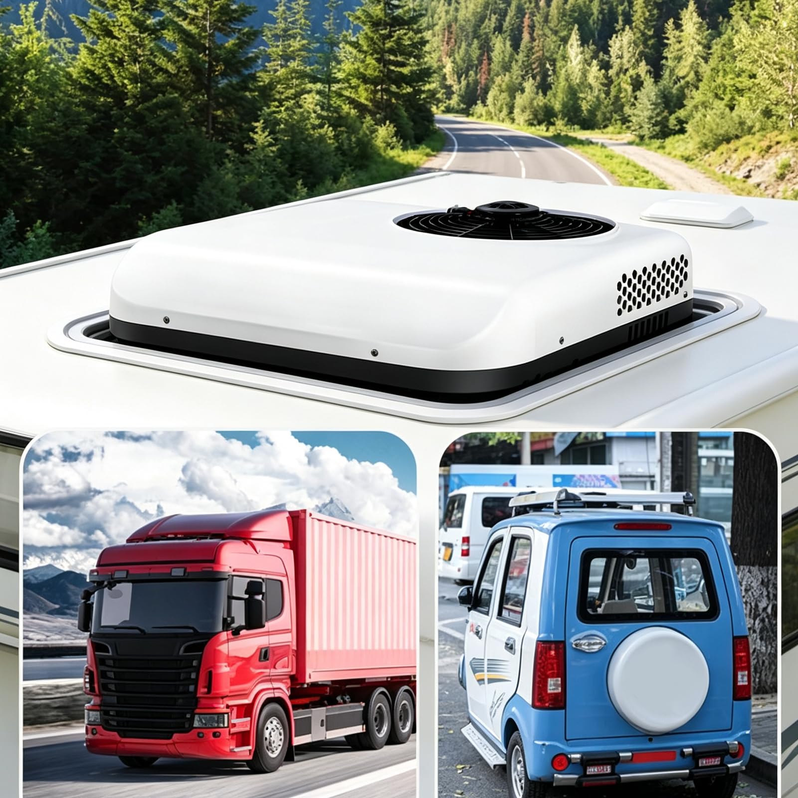 12v/24v Rv Klimaanlage Slim Fit Dach Ac Einheit Leise, Energiesparender, BüRstenloser Inverter-Motor & Leiser Betrieb, FüR Wohnmobil, Wohnwagen Red24V-Heat&Cool