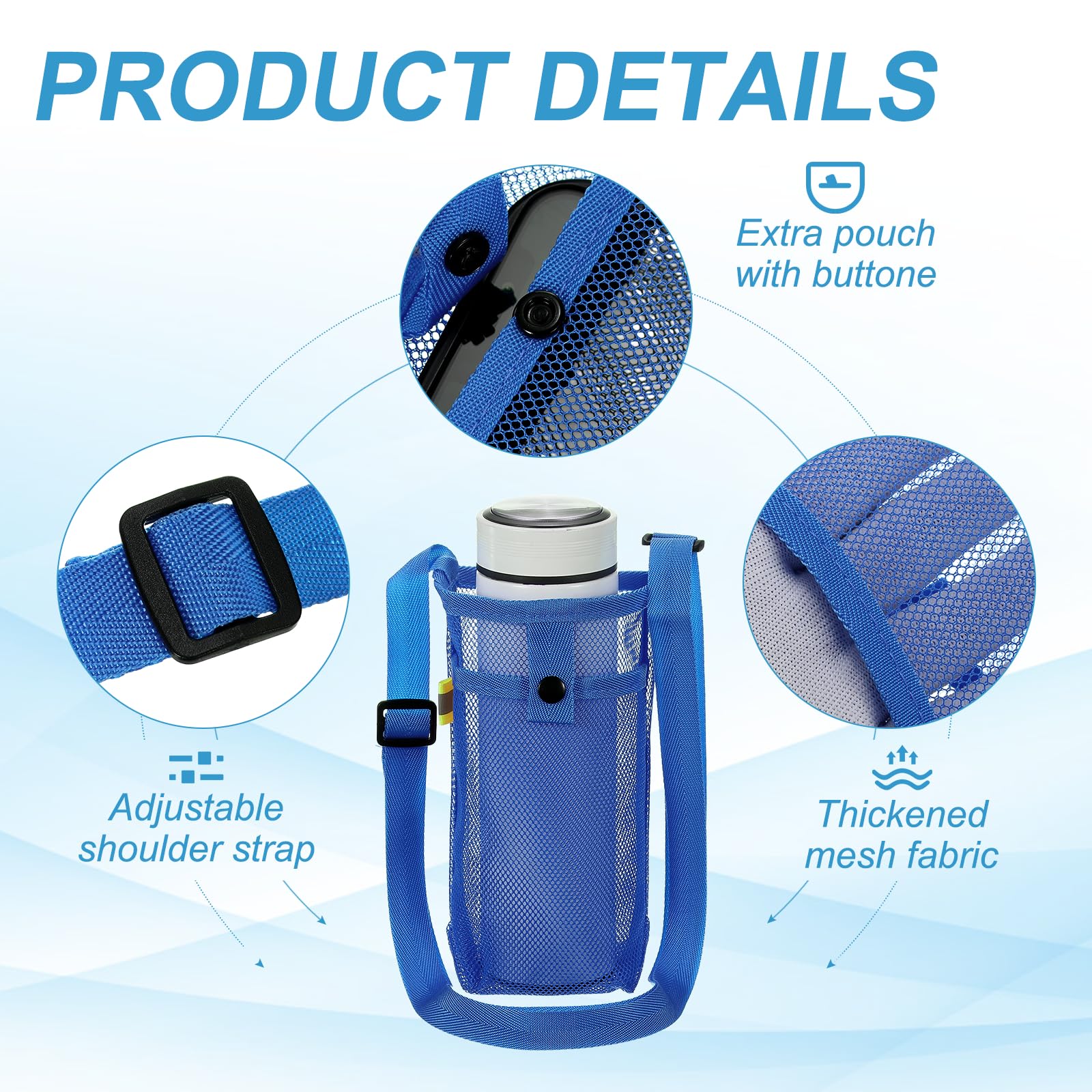 QUARKZMAN 2Pezzi Portabottiglie Con Cintura Regolabile, Custodia Portabottiglie Rete, Borsa Tracolla Per Bottiglie Ideale Per Escursioni Palestra Campeggio Passeggiate Viaggi